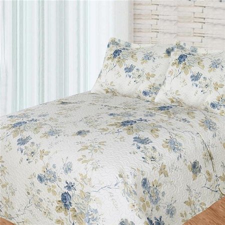 BAY COLONY BY PATCH MAGIC Bay Colony by Patch Magic SQQBROS 92 x 96 in. Roses Set; Super Queen & 2-Standard Pillow Shams; Blue - 3 Piece SQQBROS